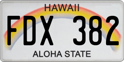 HI license plate FDX382