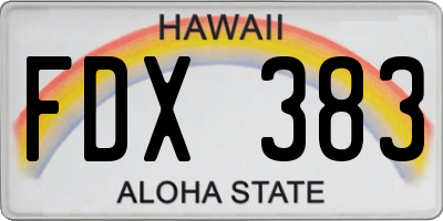 HI license plate FDX383