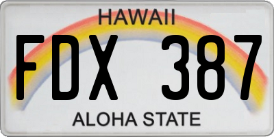 HI license plate FDX387