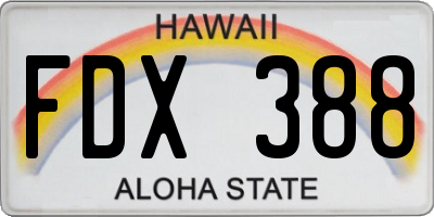 HI license plate FDX388