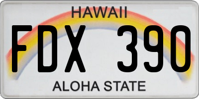 HI license plate FDX390