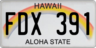 HI license plate FDX391