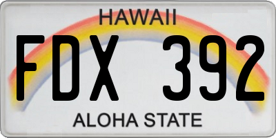 HI license plate FDX392