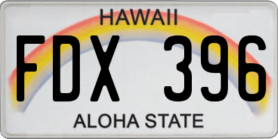 HI license plate FDX396