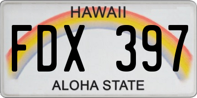 HI license plate FDX397