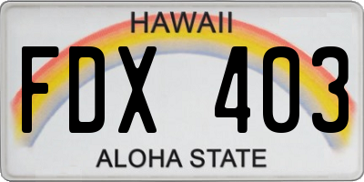 HI license plate FDX403