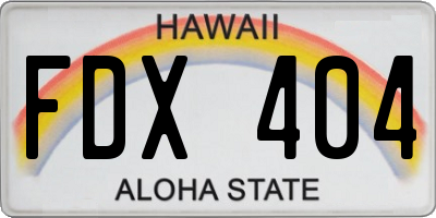 HI license plate FDX404