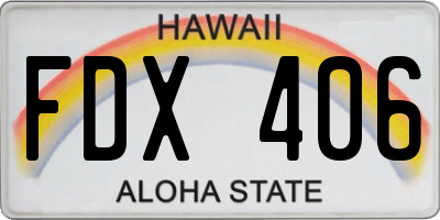 HI license plate FDX406