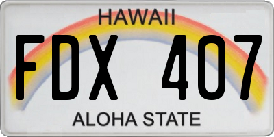 HI license plate FDX407
