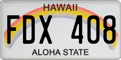 HI license plate FDX408