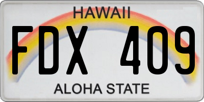 HI license plate FDX409