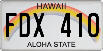 HI license plate FDX410