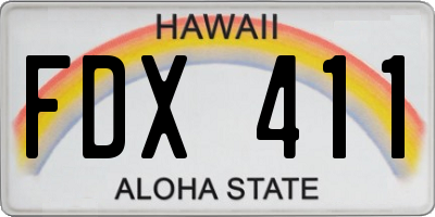 HI license plate FDX411