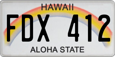HI license plate FDX412