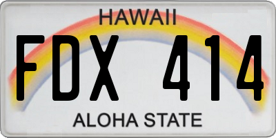 HI license plate FDX414