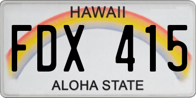 HI license plate FDX415