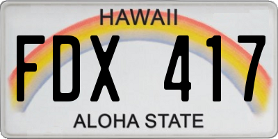 HI license plate FDX417