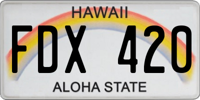 HI license plate FDX420