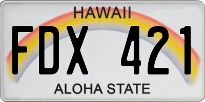 HI license plate FDX421