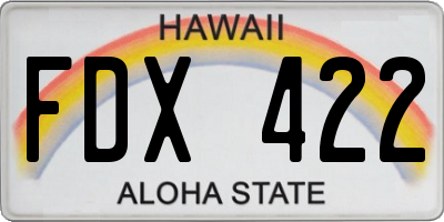 HI license plate FDX422