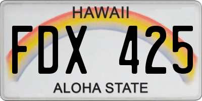 HI license plate FDX425