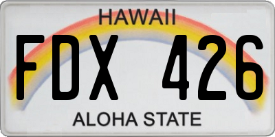 HI license plate FDX426