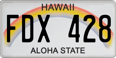 HI license plate FDX428