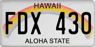 HI license plate FDX430