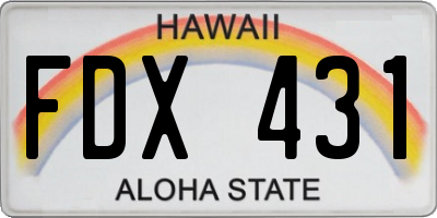HI license plate FDX431