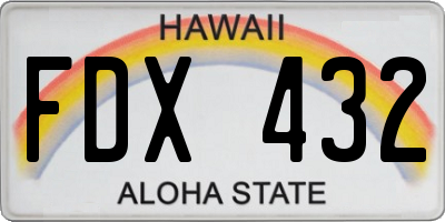 HI license plate FDX432
