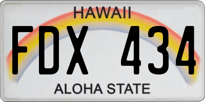 HI license plate FDX434