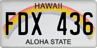 HI license plate FDX436