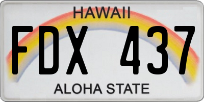 HI license plate FDX437