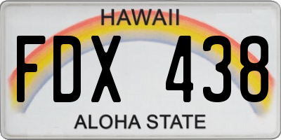 HI license plate FDX438