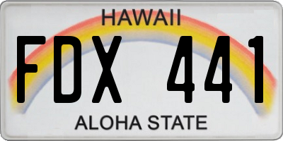 HI license plate FDX441