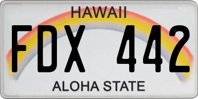 HI license plate FDX442