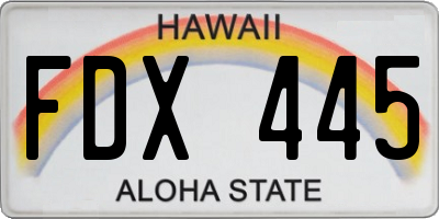 HI license plate FDX445
