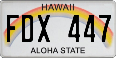 HI license plate FDX447