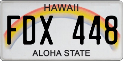 HI license plate FDX448