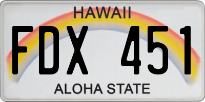 HI license plate FDX451