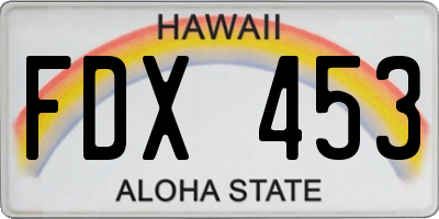 HI license plate FDX453