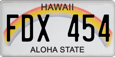 HI license plate FDX454