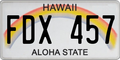 HI license plate FDX457