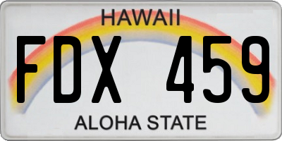HI license plate FDX459