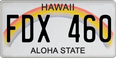 HI license plate FDX460