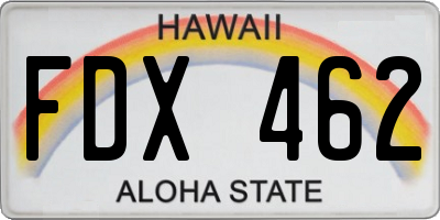 HI license plate FDX462