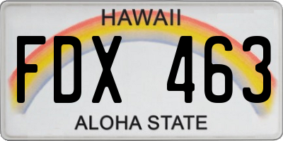 HI license plate FDX463