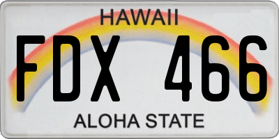 HI license plate FDX466
