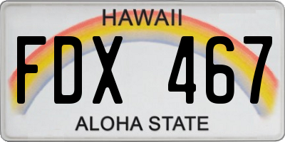HI license plate FDX467