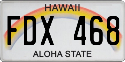 HI license plate FDX468